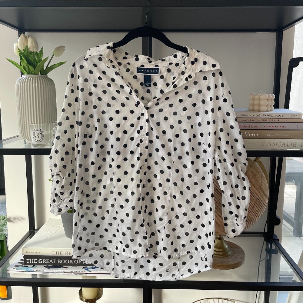 White and Black Polka Dot Top